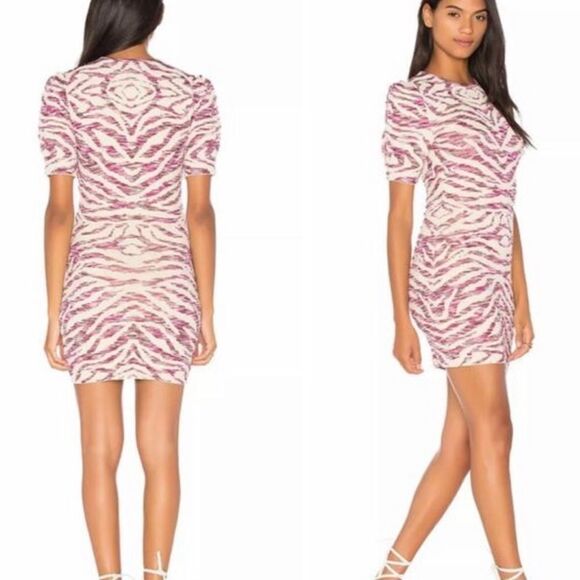 Free People "Take Me Out" Zebra Sweater Mini Dress in ivory, pink/purple Small - Picture 8 of 8